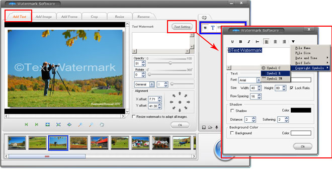 text watermark photos