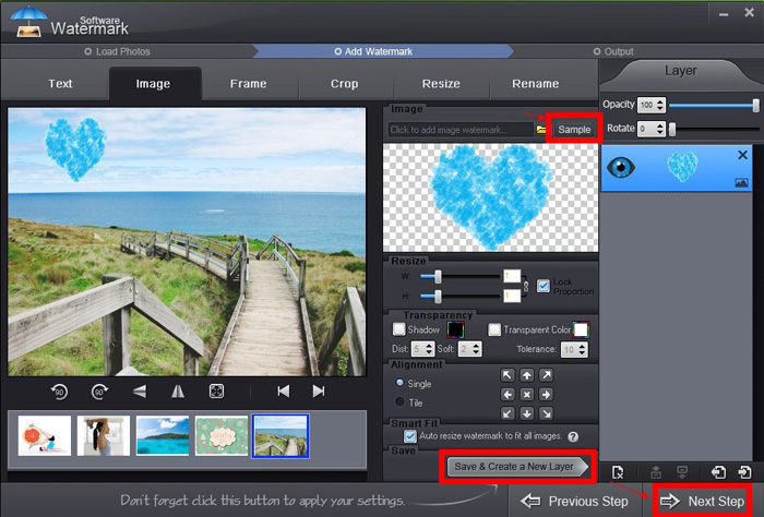 Adding image watermark to photo with Watermark Software