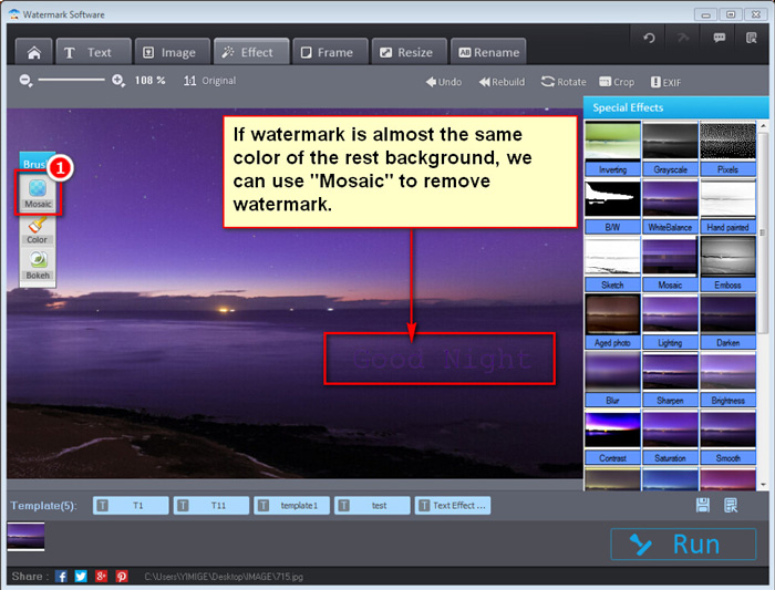 Remove watermark from images - Mosaic