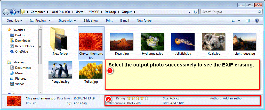 Check removing exif data from photos