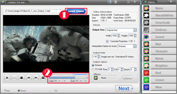 Main Interface of Video to GIF