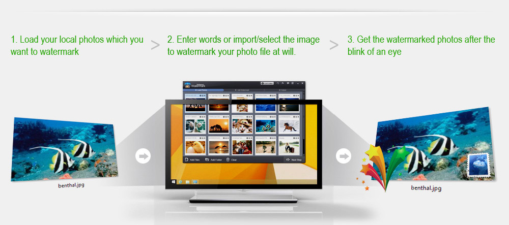 Add watermark to photos only three steps