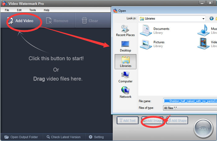 Step1 of using Video Watermark Pro