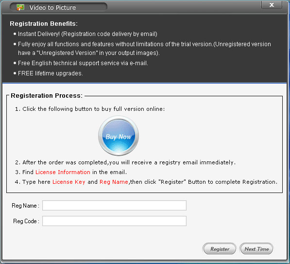 Registration Interface of Video to Picture